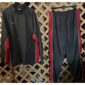 REEBOK Vintage Y2K  Gray & Red Track Windbreaker Tracksuit Jacket/pantsMen's XXL